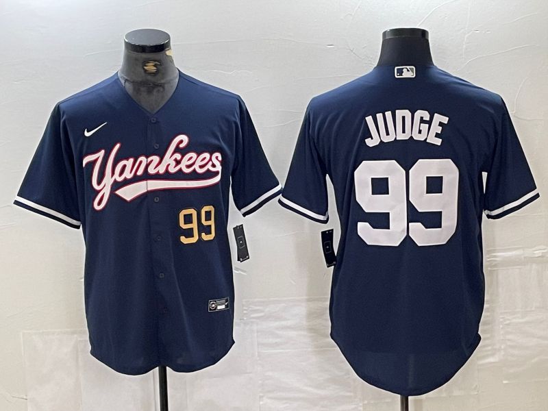 Men New York Yankees 99 Judge Dark blue Second generation joint name Nike 2024 MLB Jersey style 2